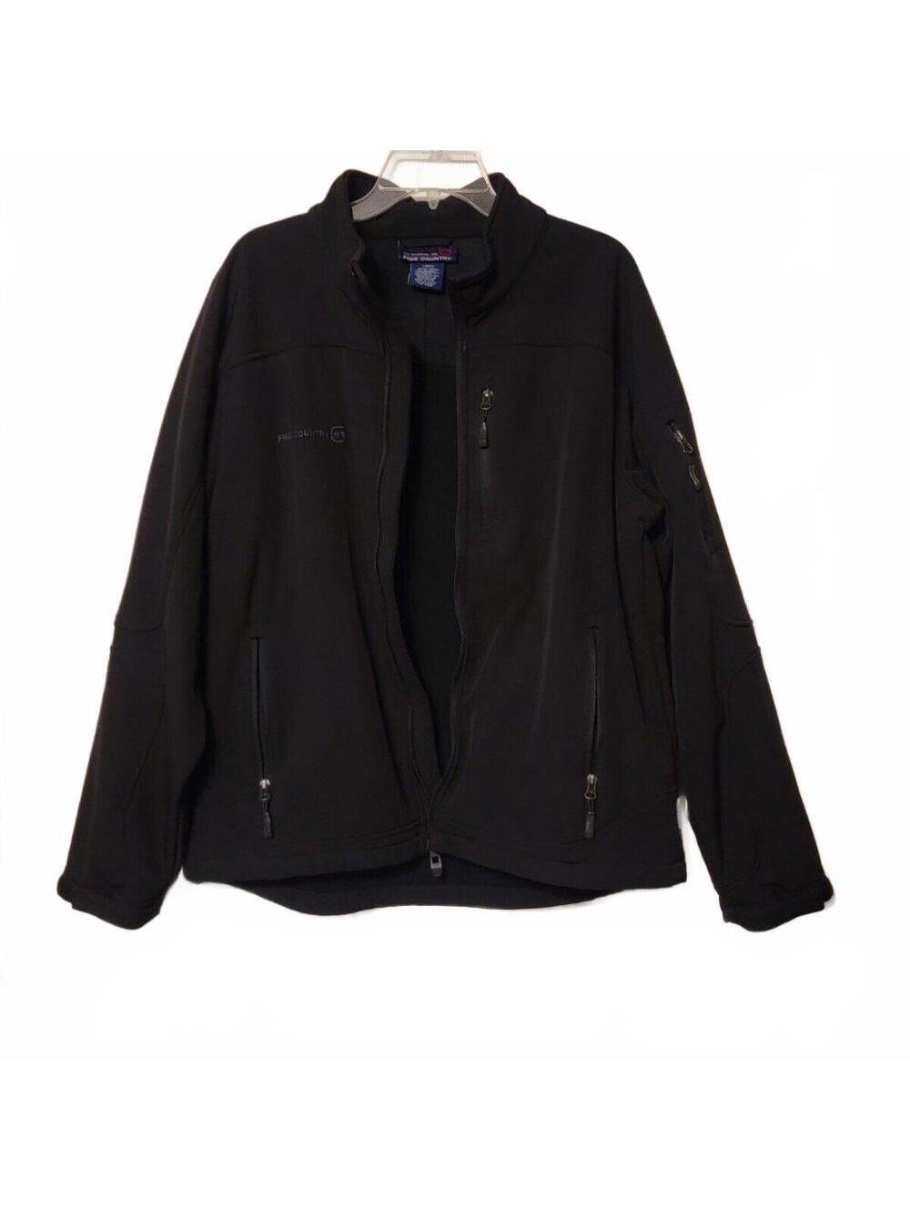 Free Country Men's Super Softshell Jacket Sz Large Black  Water/Wind Resistant